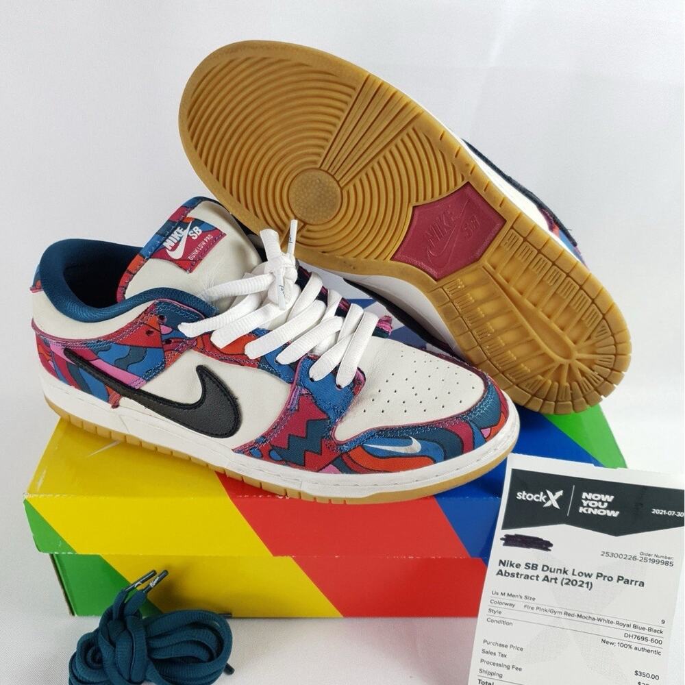 Nike Dunk Low Pro SB x Parra Abstract Art 2021 w/ Box + Extra Laces - Size 9
